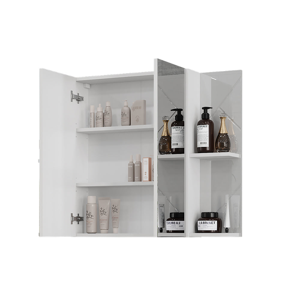 Vicco Mobile a specchio per il bagno Bianco/bianco lucido 100 x 75 cm con 2 porte