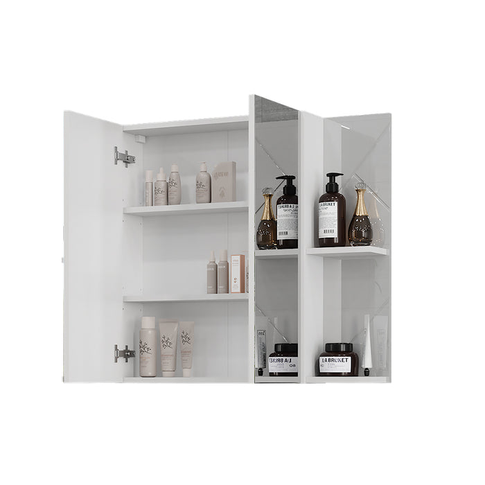 Vicco Mobile a specchio per il bagno Bianco/bianco lucido 100 x 75 cm con 2 porte