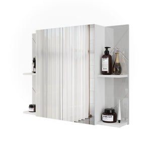 Vicco Mobile a specchio per il bagno Bianco/bianco lucido 100 x 75 cm con 2 porte