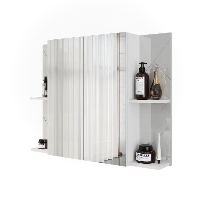 Vicco Mobile a specchio per il bagno Bianco/bianco lucido 100 x 75 cm con 2 porte