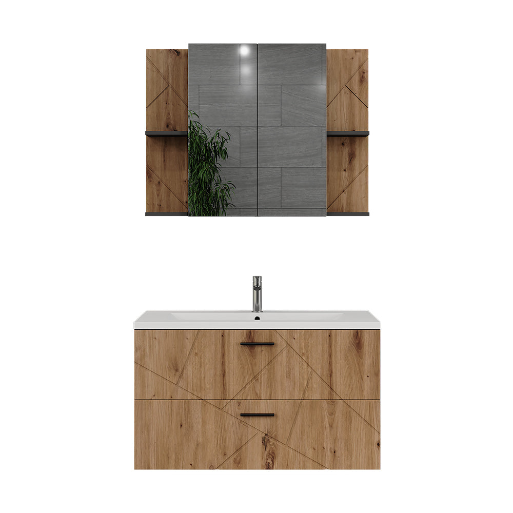 Vicco Set di mobili da bagno Antracite/Artisan 3 parti