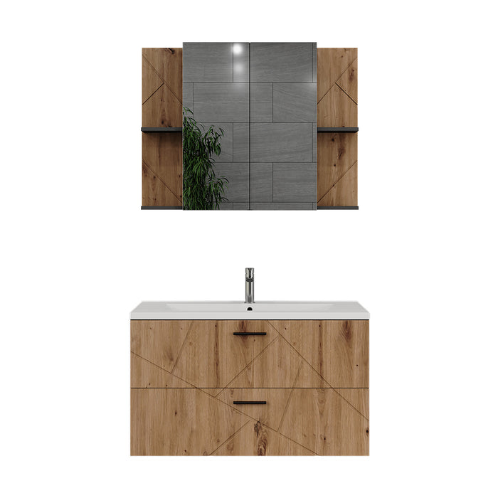 Vicco Set di mobili da bagno Antracite/Artisan 3 parti