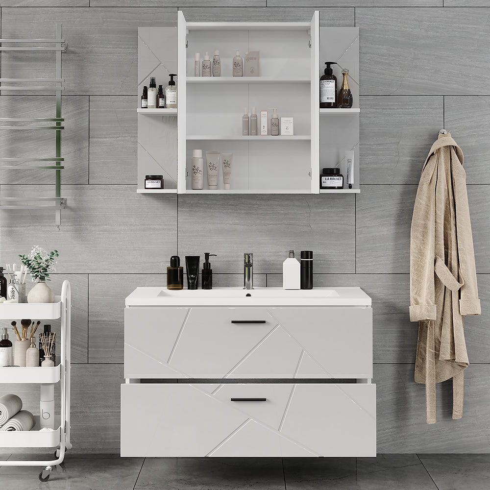 Vicco Set di mobili da bagno Bianco/bianco lucido 3 parti