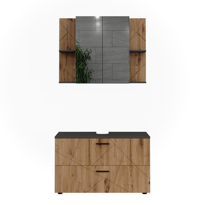 Vicco Set di mobili da bagno Antracite/Artisan 2 parti
