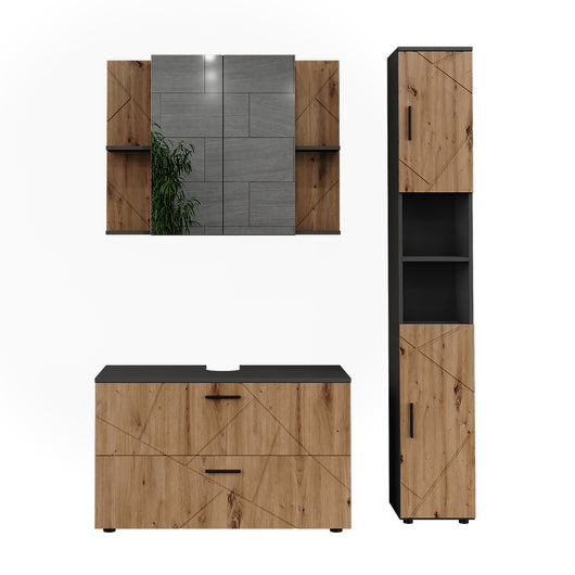 Vicco Set di mobili da bagno Antracite/Artisan 3 parti
