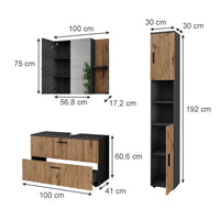 Vicco Set di mobili da bagno Antracite/Artisan 3 parti