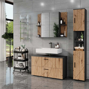 Vicco Set di mobili da bagno Antracite/Artisan 3 parti