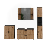 Vicco Set di mobili da bagno Antracite/Artisan 4 parti