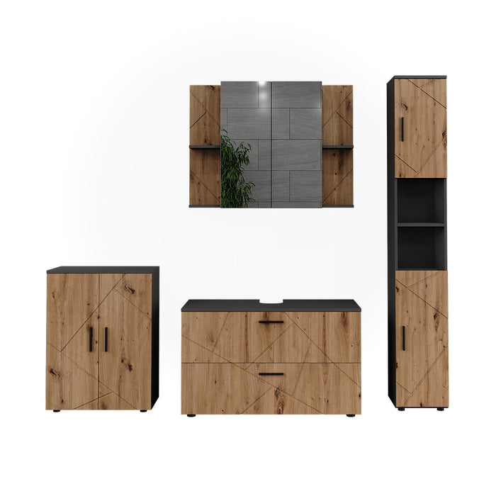 Vicco Set di mobili da bagno Antracite/Artisan 4 parti