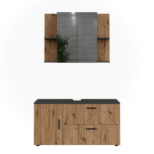 Vicco Set di mobili da bagno Antracite/Artisan 2 parti