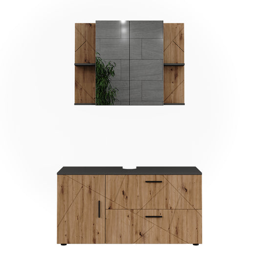 Vicco Set di mobili da bagno Antracite/Artisan 2 parti