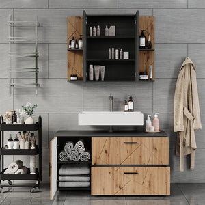 Vicco Set di mobili da bagno Antracite/Artisan 2 parti