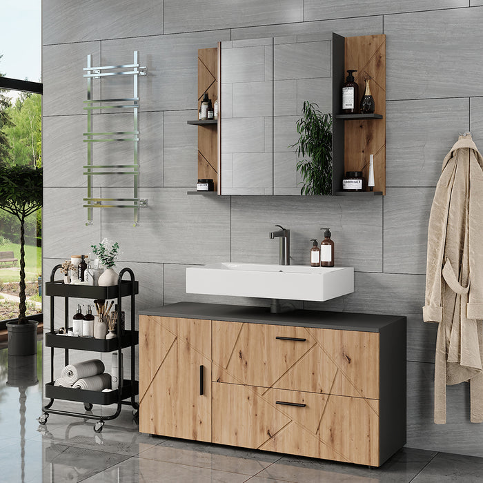 Vicco Set di mobili da bagno Antracite/Artisan 2 parti