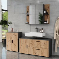 Vicco Set di mobili da bagno Antracite/Artisan 3 parti