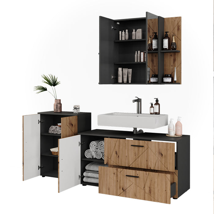 Vicco Set di mobili da bagno Antracite/Artisan 3 parti