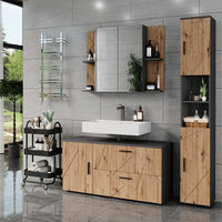 Vicco Set di mobili da bagno Antracite/Artisan 3 parti