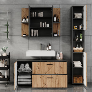 Vicco Set di mobili da bagno Antracite/Artisan 3 parti