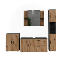 Vicco Set di mobili da bagno Antracite/Artisan 4 parti
