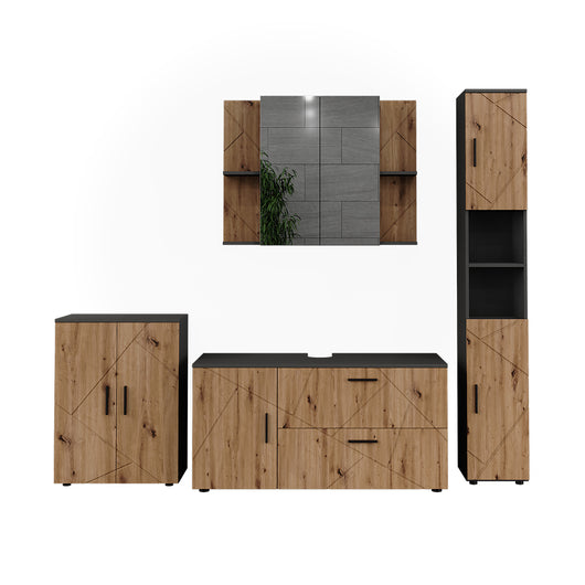 Vicco Set di mobili da bagno Antracite/Artisan 4 parti