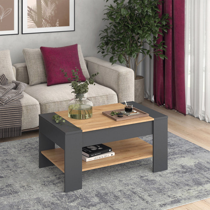 Vicco Tavolino Quercia dorata/antracite 99.6 x 58.8 cm con cassetto