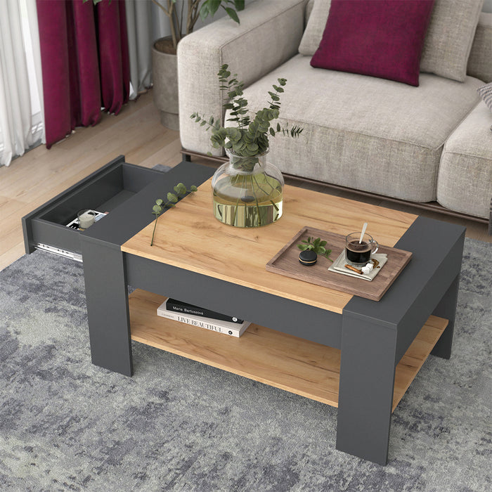 Vicco Tavolino Quercia dorata/antracite 99.6 x 58.8 cm con cassetto