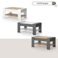 Vicco Tavolino Quercia dorata/bianco 99.6 x 58.8 cm con cassetto