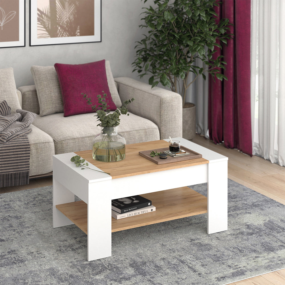 Vicco Tavolino Quercia dorata/bianco 99.6 x 58.8 cm con cassetto