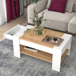 Vicco Tavolino Quercia dorata/bianco 99.6 x 58.8 cm con cassetto