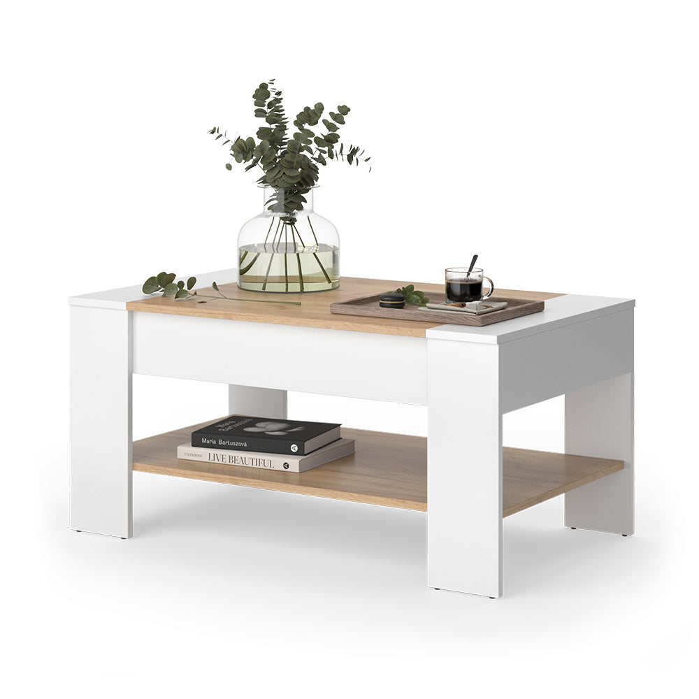 Vicco Tavolino Quercia dorata/bianco 99.6 x 58.8 cm con cassetto