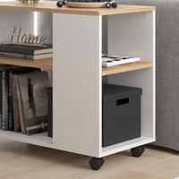 Vicco Tavolino Quercia dorata/bianco 70 x 36.6 cm con rotelle