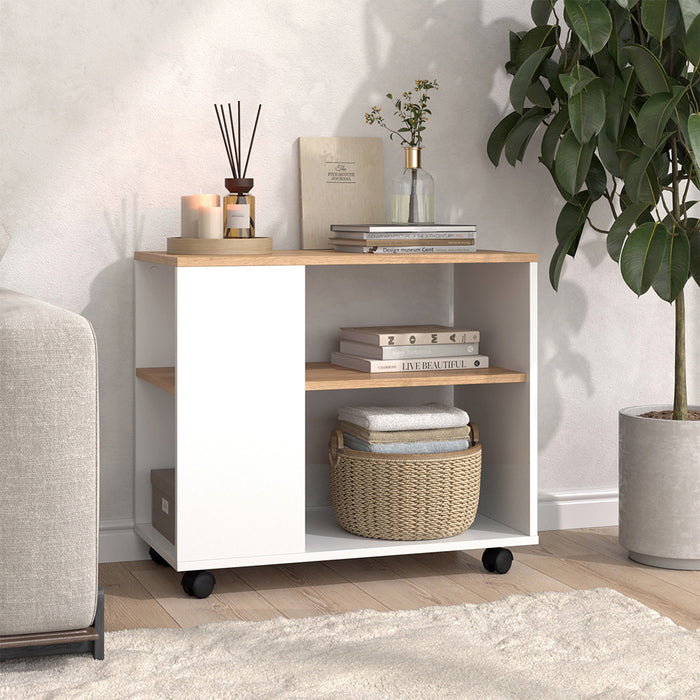 Vicco Tavolino Quercia dorata/bianco 70 x 36.6 cm con rotelle