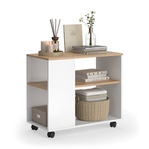 Vicco Tavolino Quercia dorata/bianco 70 x 36.6 cm con rotelle