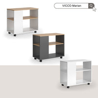 Vicco Tavolino Quercia dorata/antracite 70 x 36.6 cm con rotelle