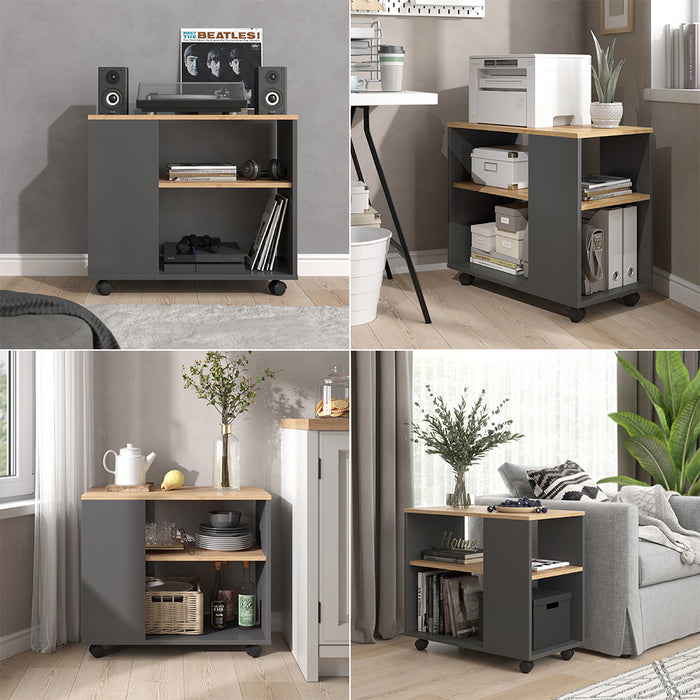 Vicco Tavolino Quercia dorata/antracite 70 x 36.6 cm con rotelle