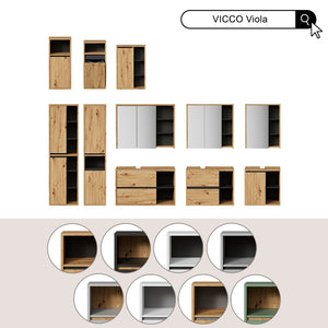 Vicco Armadio per il bagno Antracite 50 x 170 cm con ante e vani a giorno