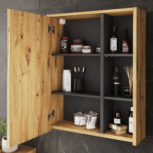 Vicco Mobile a specchio per il bagno Artigiano/grigio 60 x 75 cm con ripiani aperti