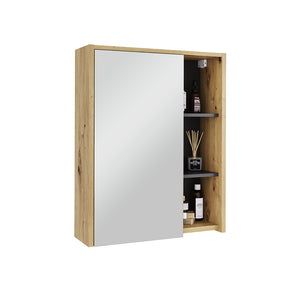 Vicco Mobile a specchio per il bagno Artigiano/grigio 60 x 75 cm con ripiani aperti
