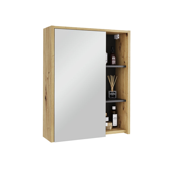 Vicco Mobile a specchio per il bagno Artigiano/grigio 60 x 75 cm con ripiani aperti