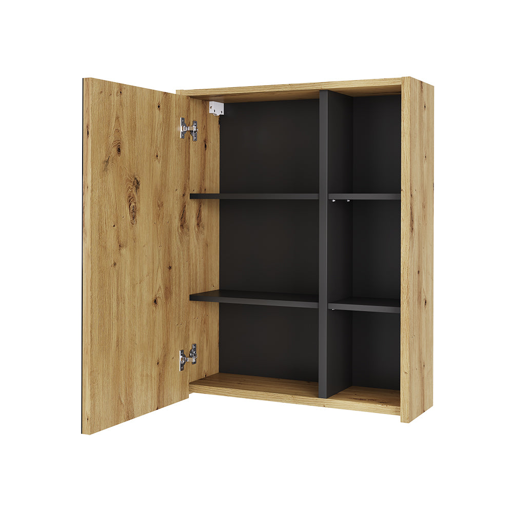 Vicco Mobile a specchio per il bagno Artigiano/grigio 60 x 75 cm con ripiani aperti