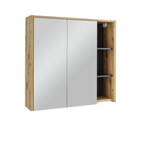 Vicco Specchio contenitore bagno Artigiano/grigio 80 x 75 cm con ripiani aperti