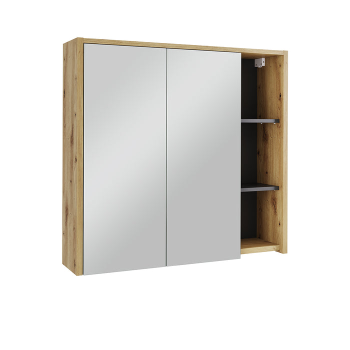 Vicco Specchio contenitore bagno Artigiano/grigio 80 x 75 cm con ripiani aperti