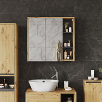 Vicco Specchio contenitore bagno Artigiano/grigio 80 x 75 cm con ripiani aperti