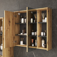 Vicco Specchio contenitore bagno Artigiano/grigio 80 x 75 cm con ripiani aperti