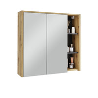 Vicco Specchio contenitore bagno Artigiano/grigio 80 x 75 cm con ripiani aperti
