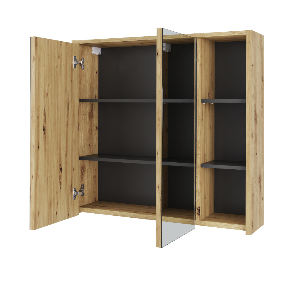 Vicco Specchio contenitore bagno Artigiano/grigio 80 x 75 cm con ripiani aperti