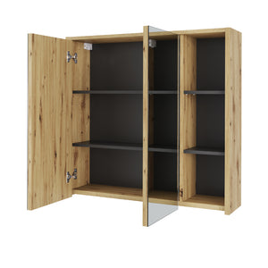 Vicco Specchio contenitore bagno Artigiano/grigio 80 x 75 cm con ripiani aperti