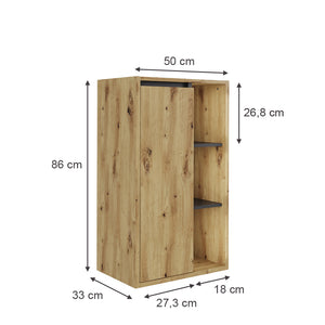 Vicco mobiletto bagno Artigiano/grigio 50 x 86 cm con ripiani aperti