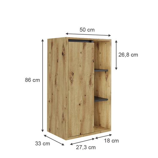 Vicco mobiletto bagno Artigiano/grigio 50 x 86 cm con ripiani aperti