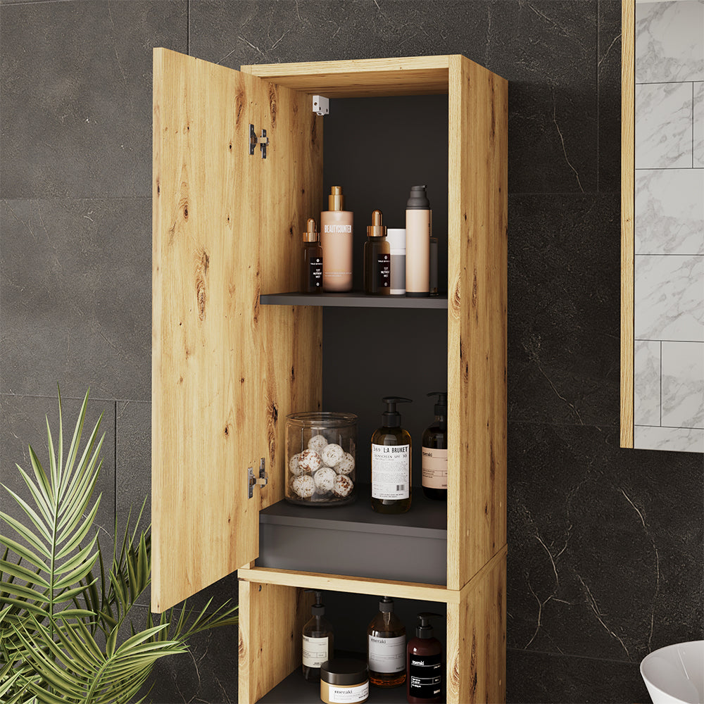 Vicco Mobile da bagno Artigiano/grigio 38 x 170 cm con 2 porte