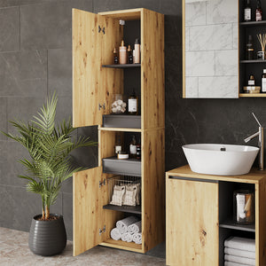 Vicco Mobile da bagno Artigiano/grigio 38 x 170 cm con 2 porte